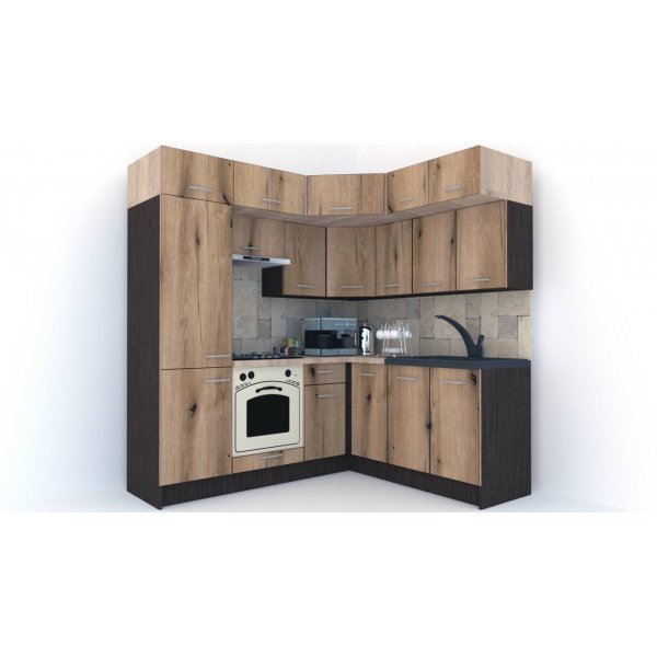 Bucatarie de Colt BIG GENA NEW ST. 180-210, Wenge / Decor K365