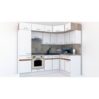 Bucatarie de Colt BIG GENA NEW ST. 140-250, Alb / Decor Alb