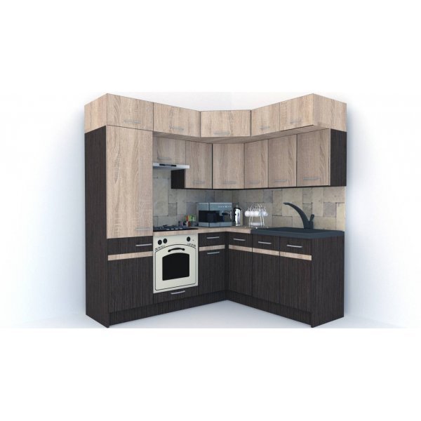Bucatarie de Colt BIG GENA NEW ST. 180-210, Wenge / Stejar Sonoma