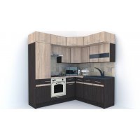 Bucatarie de Colt BIG GENA NEW ST. 180-210, Wenge / Stejar Sonoma A