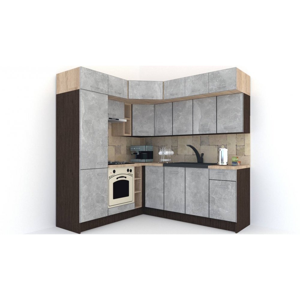 Bucatarie de Colt BIG GENA NEW DR. 190-220, Wenge / Decor 4298