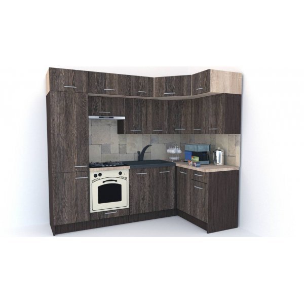 Bucatarie de Colt BIG GENA NEW ST. 140-250, Wenge / Decor 7648