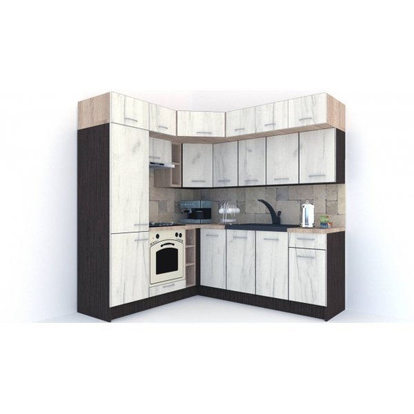 Bucatarie de Colt BIG GENA NEW DR. 190-220, Wenge / Decor K001