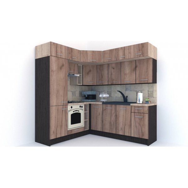Bucatarie de Colt BIG GENA NEW DR. 190-220, Wenge / Decor K004