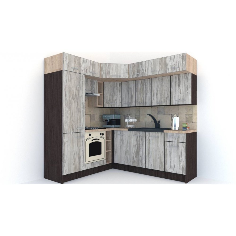 Bucatarie de Colt BIG GENA NEW DR. 190-220, Wenge / Decor K084