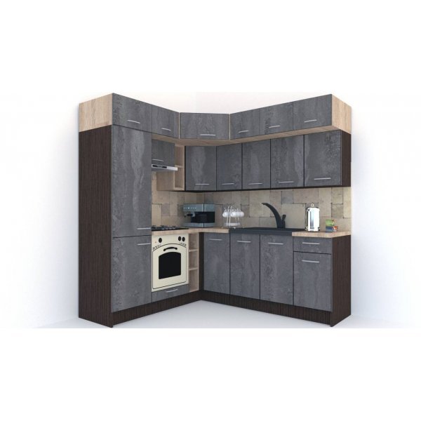 Bucatarie de Colt BIG GENA NEW DR. 190-220, Wenge / Decor K352