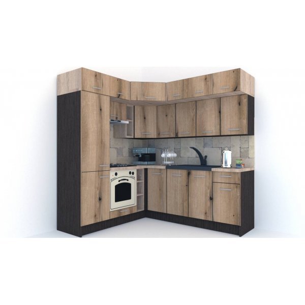 Bucatarie de Colt BIG GENA NEW DR. 190-220, Wenge / Decor K365