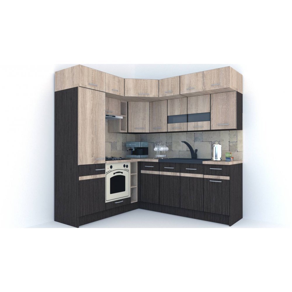 Bucatarie de Colt BIG GENA NEW DR. 190-220, Wenge / Stejar Sonoma A