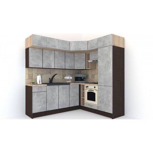Bucatarie de Colt BIG GENA NEW ST. 190-220, Wenge / Decor 4298