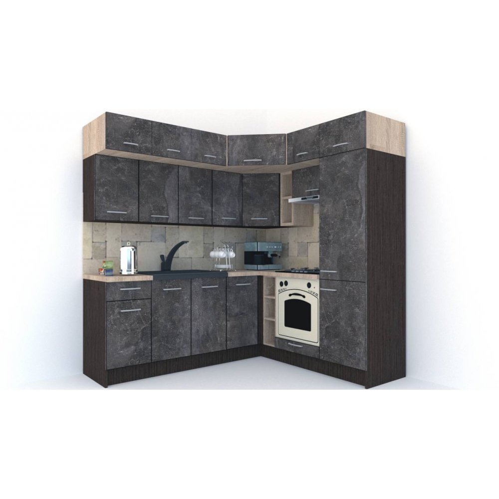 Bucatarie de Colt BIG GENA NEW ST. 190-220, Wenge / Decor 4299