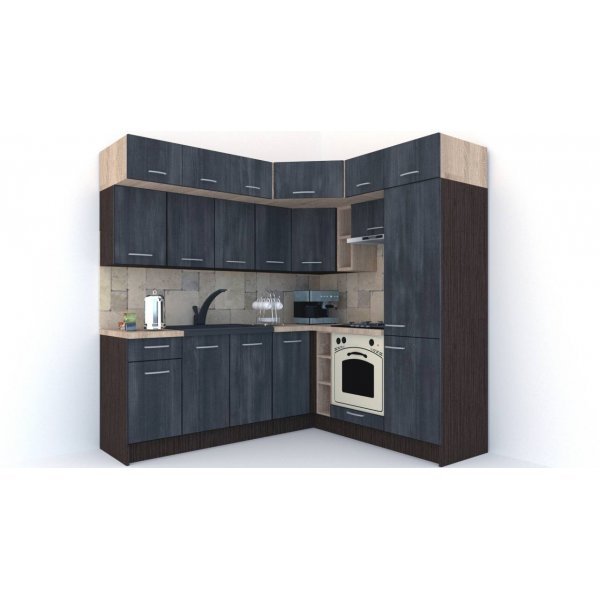 Bucatarie de Colt BIG GENA NEW ST. 190-220, Wenge / Decor 8509