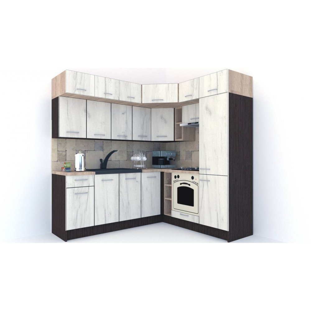 Bucatarie de Colt BIG GENA NEW ST. 190-220, Wenge / Decor K001