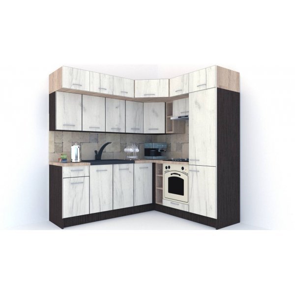 Bucatarie de Colt BIG GENA NEW ST. 190-220, Wenge / Decor K001