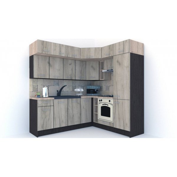 Bucatarie de Colt BIG GENA NEW ST. 190-220, Wenge / Decor K002