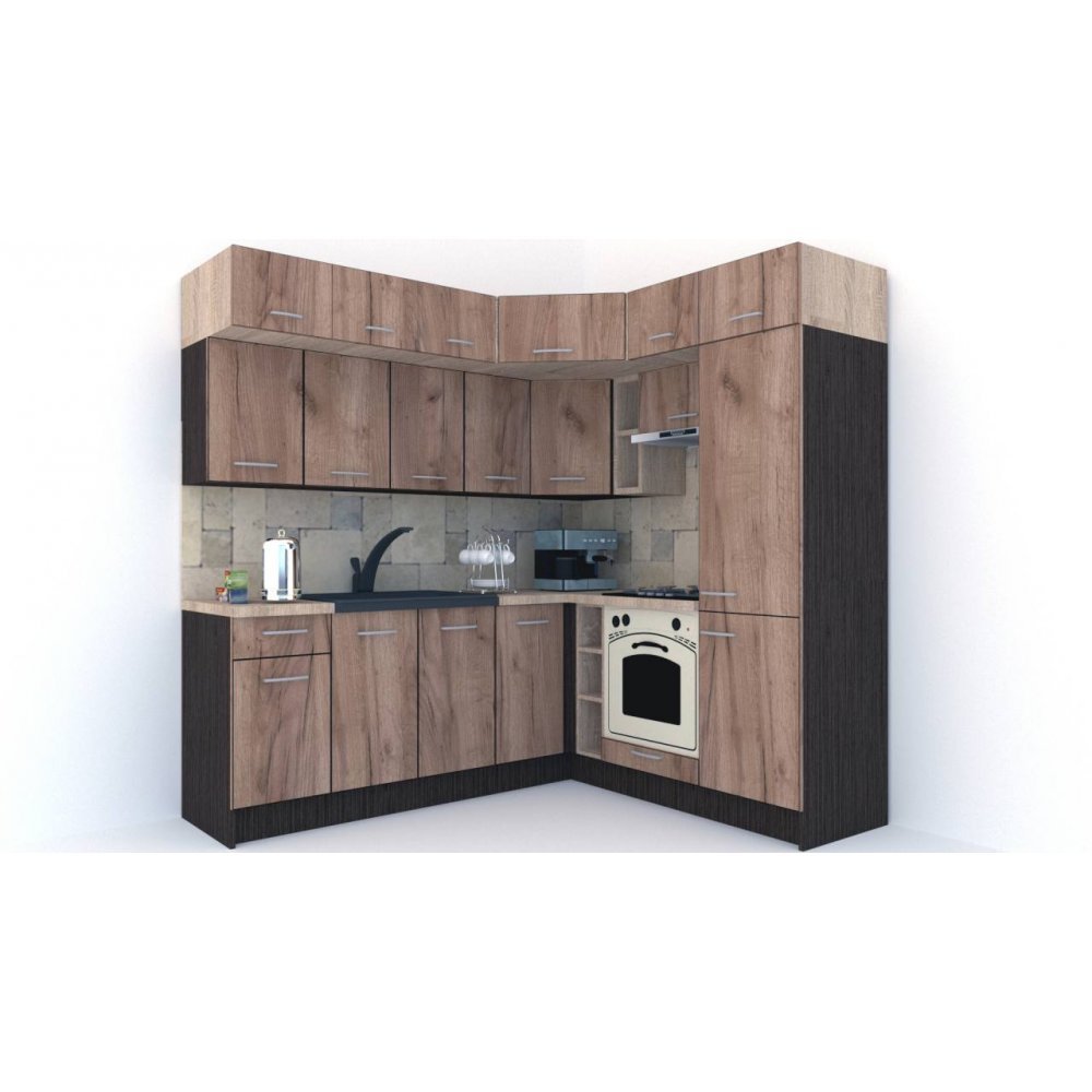 Bucatarie de Colt BIG GENA NEW ST. 190-220, Wenge / Decor K004