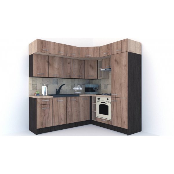 Bucatarie de Colt BIG GENA NEW ST. 190-220, Wenge / Decor K004
