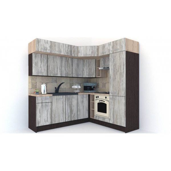 Bucatarie de Colt BIG GENA NEW ST. 190-220, Wenge / Decor K084