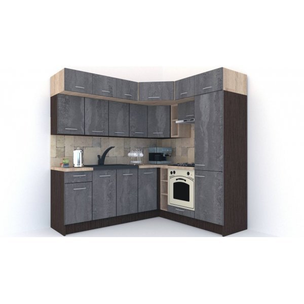 Bucatarie de Colt BIG GENA NEW ST. 190-220, Wenge / Decor K352