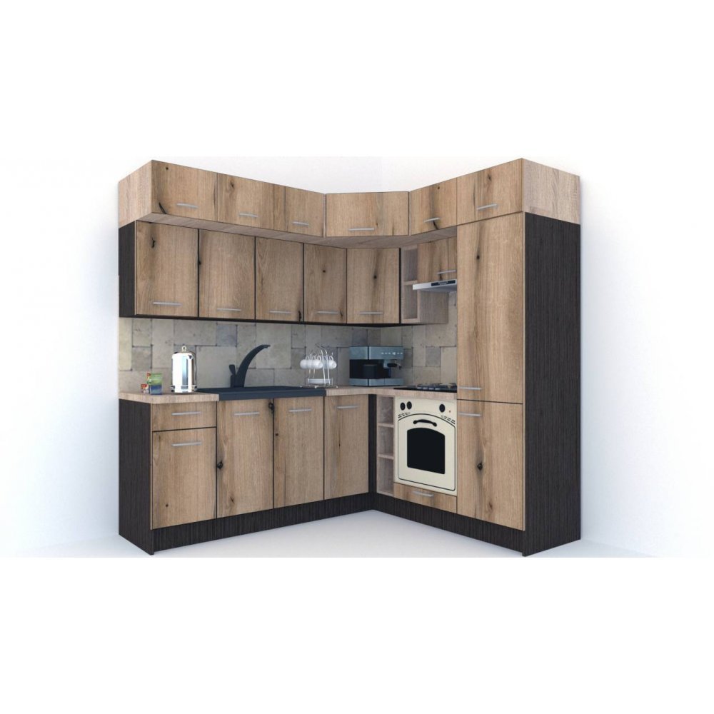 Bucatarie de Colt BIG GENA NEW ST. 190-220, Wenge / Decor K365