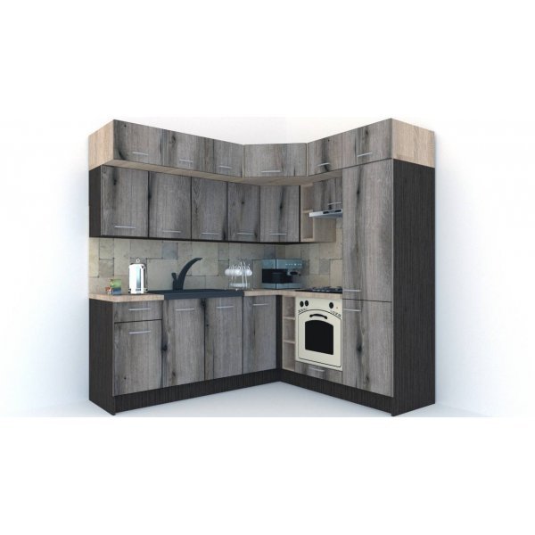 Bucatarie de Colt BIG GENA NEW ST. 190-220, Wenge / Decor K366