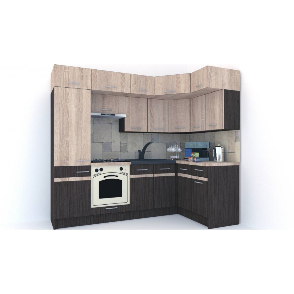 Bucatarie de Colt BIG GENA NEW ST. 140-250, Wenge / Stejar Sonoma