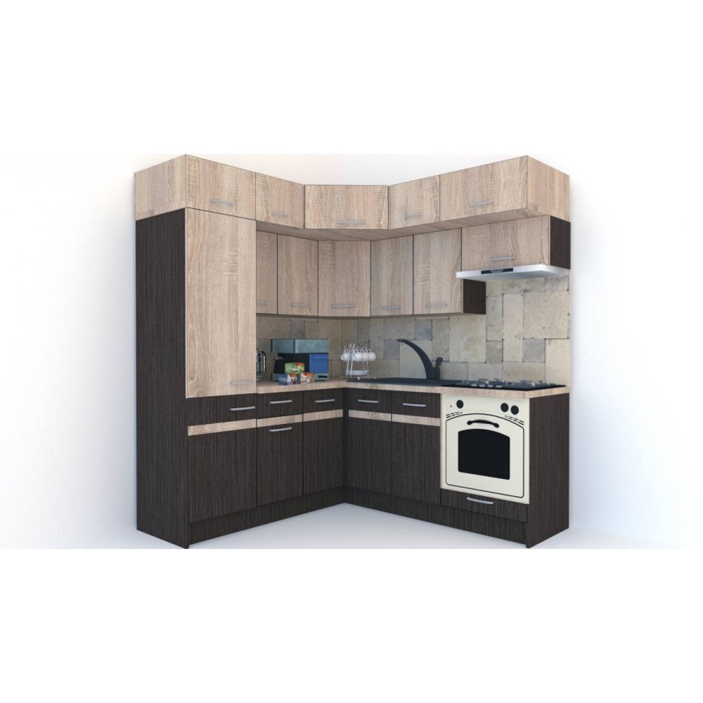 Bucatarie de Colt BIG GENA NEW DR. 190-200, Wenge / Stejar Sonoma