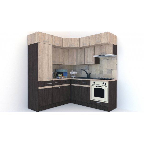 Bucatarie de Colt BIG GENA NEW DR. 190-200, Wenge / Stejar Sonoma