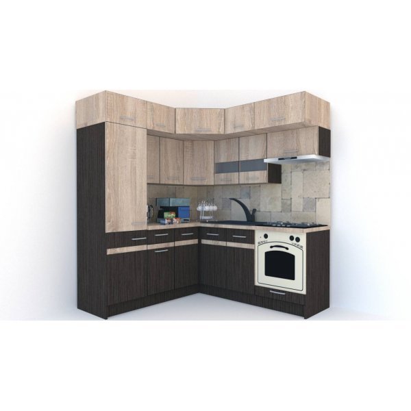 Bucatarie de Colt BIG GENA NEW DR. 190-200, Wenge / Stejar Sonoma A