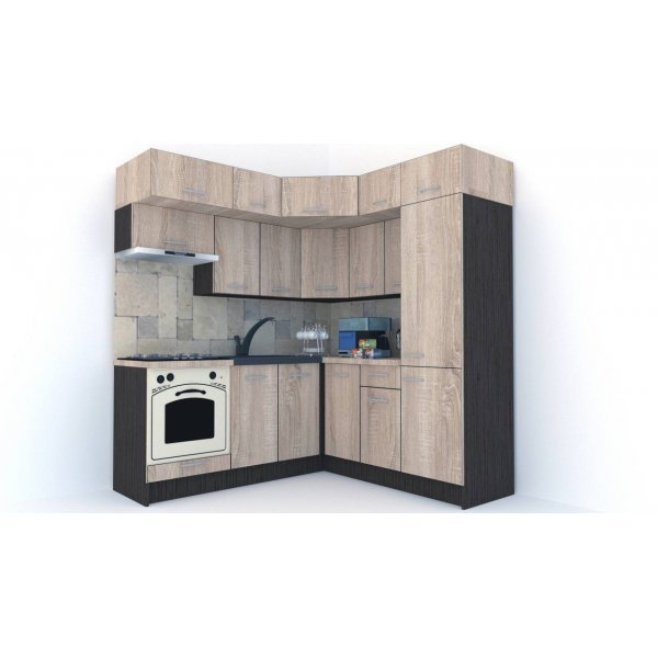 Bucatarie de Colt BIG GENA NEW ST. 190-200, Wenge / Decor 3025