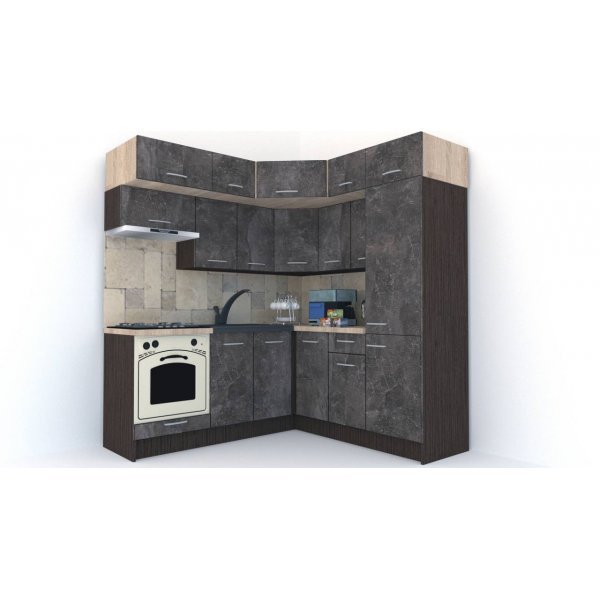 Bucatarie de Colt BIG GENA NEW ST. 190-200, Wenge / Decor 4299