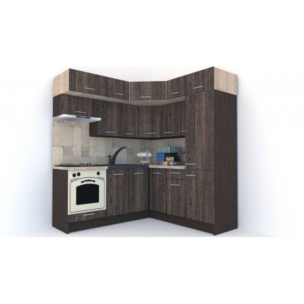 Bucatarie de Colt BIG GENA NEW ST. 190-200, Wenge / Decor 7648