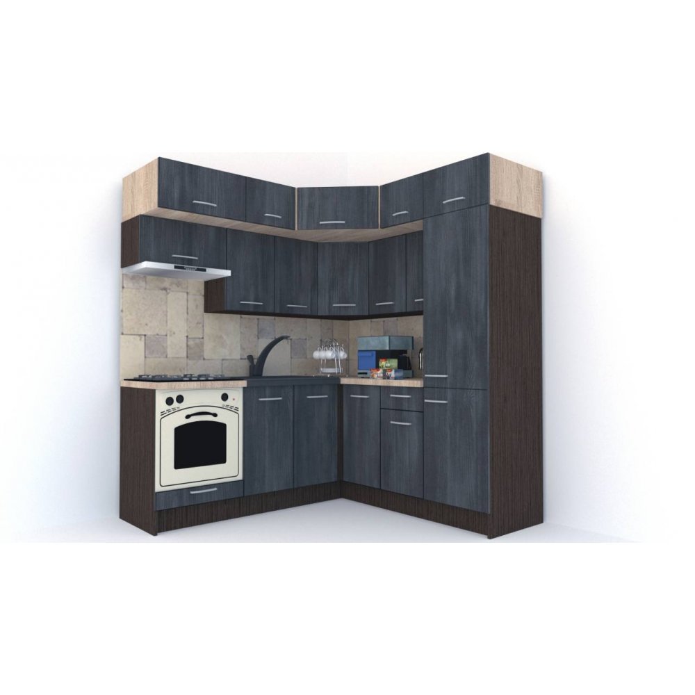 Bucatarie de Colt BIG GENA NEW ST. 190-200, Wenge / Decor 8509