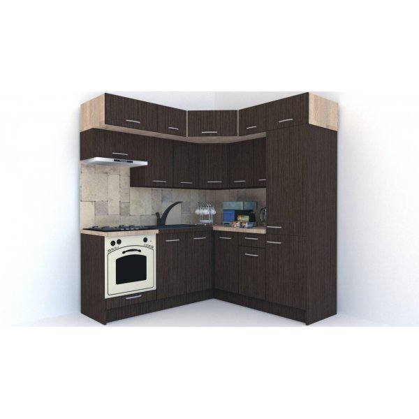 Bucatarie de Colt BIG GENA NEW ST. 190-200, Wenge / Decor 8548