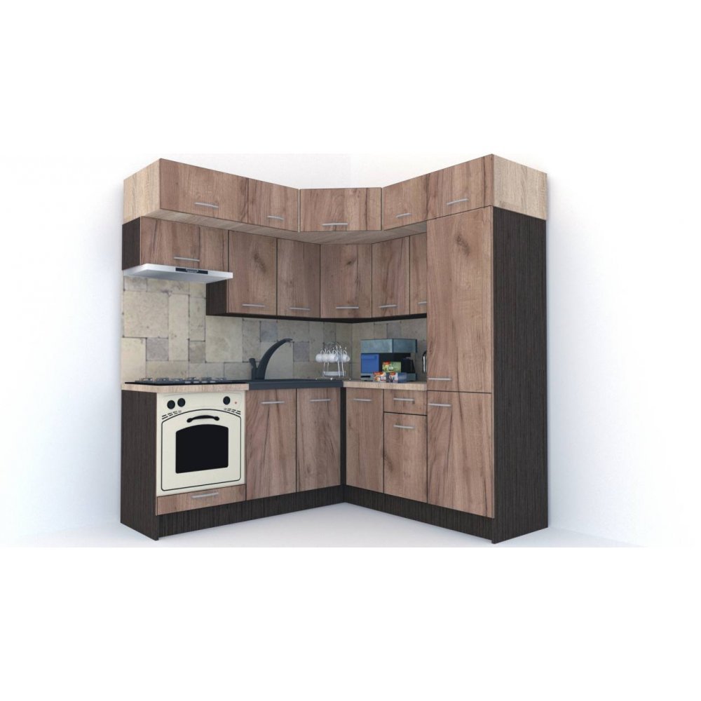 Bucatarie de Colt BIG GENA NEW ST. 190-200, Wenge / Decor K004