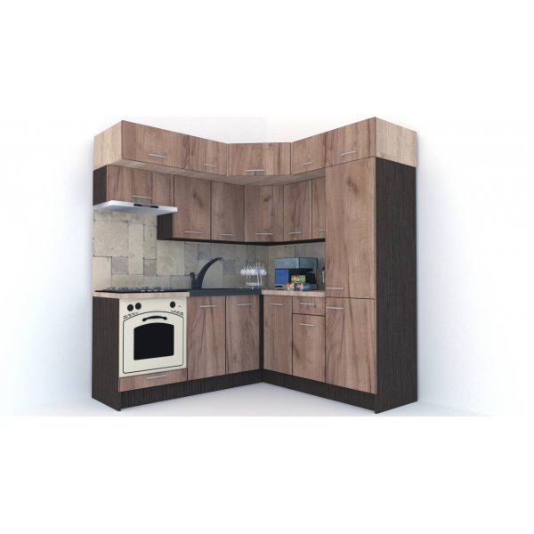 Bucatarie de Colt BIG GENA NEW ST. 190-200, Wenge / Decor K004