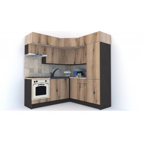 Bucatarie de Colt BIG GENA NEW ST. 190-200, Wenge / Decor K365