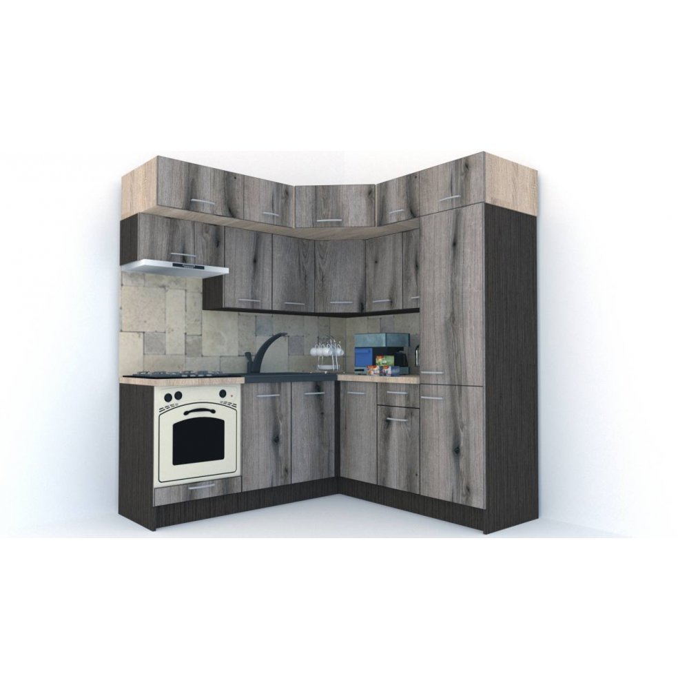 Bucatarie de Colt BIG GENA NEW ST. 190-200, Wenge / Decor K366