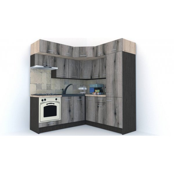 Bucatarie de Colt BIG GENA NEW ST. 190-200, Wenge / Decor K366