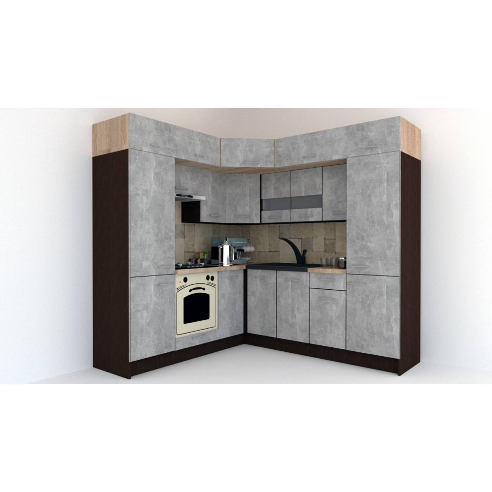 Bucatarie de Colt BIG GENA NEW DR. 210-230, Wenge / Decor 4298