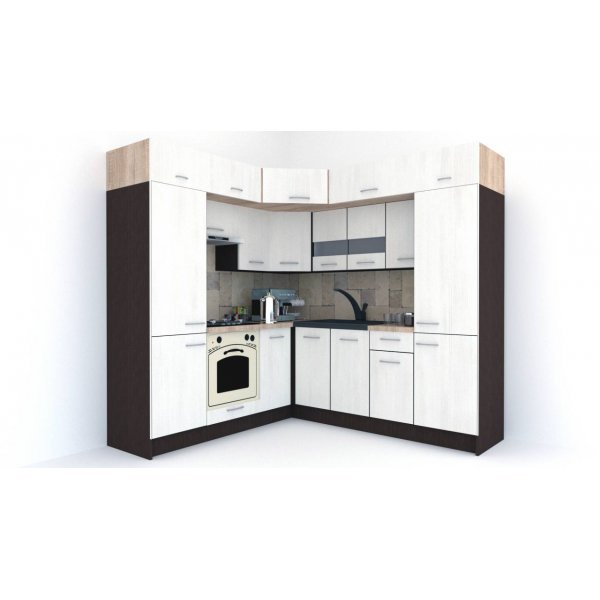 Bucatarie de Colt BIG GENA NEW DR. 210-230, Wenge / Decor 8508