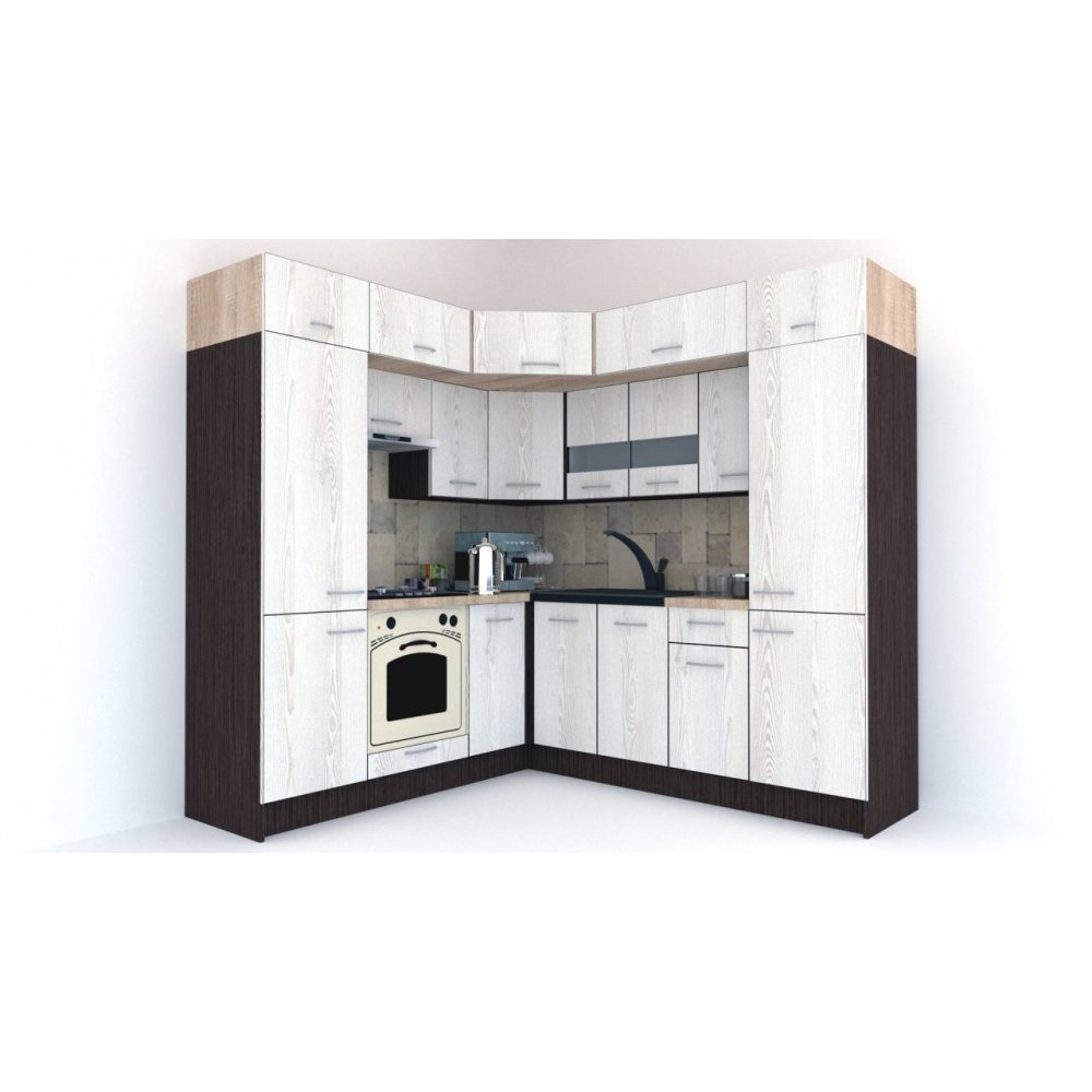 Bucatarie de Colt BIG GENA NEW DR. 210-230, Wenge / Decor K010