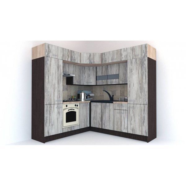 Bucatarie de Colt BIG GENA NEW DR. 210-230, Wenge / Decor K084