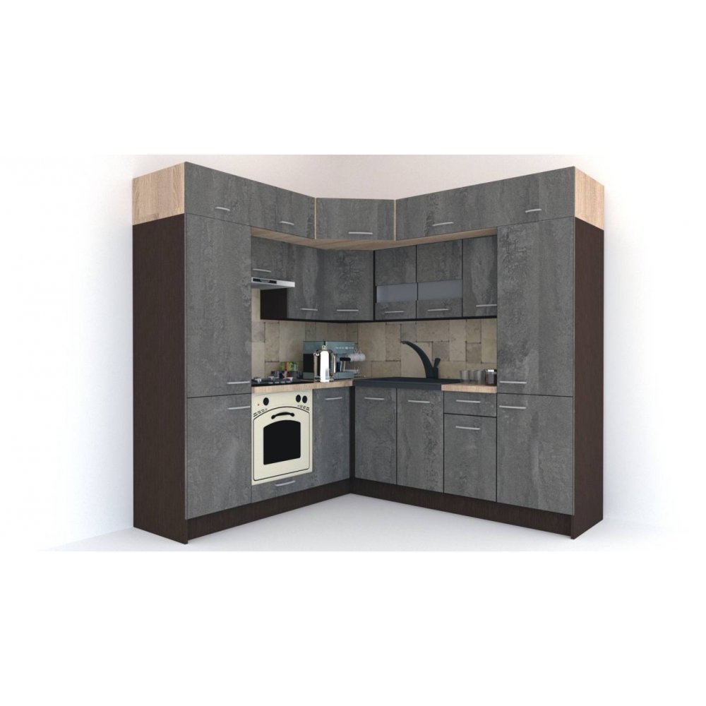 Bucatarie de Colt BIG GENA NEW DR. 210-230, Wenge / Decor K352