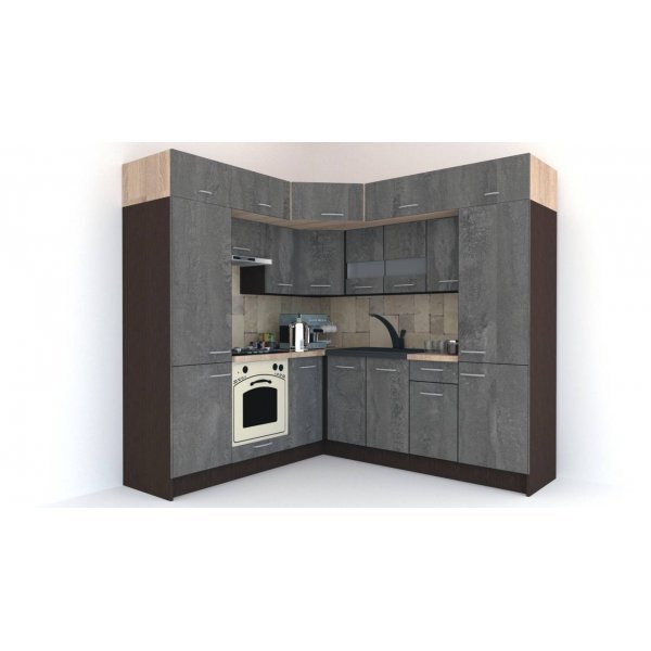 Bucatarie de Colt BIG GENA NEW DR. 210-230, Wenge / Decor K352
