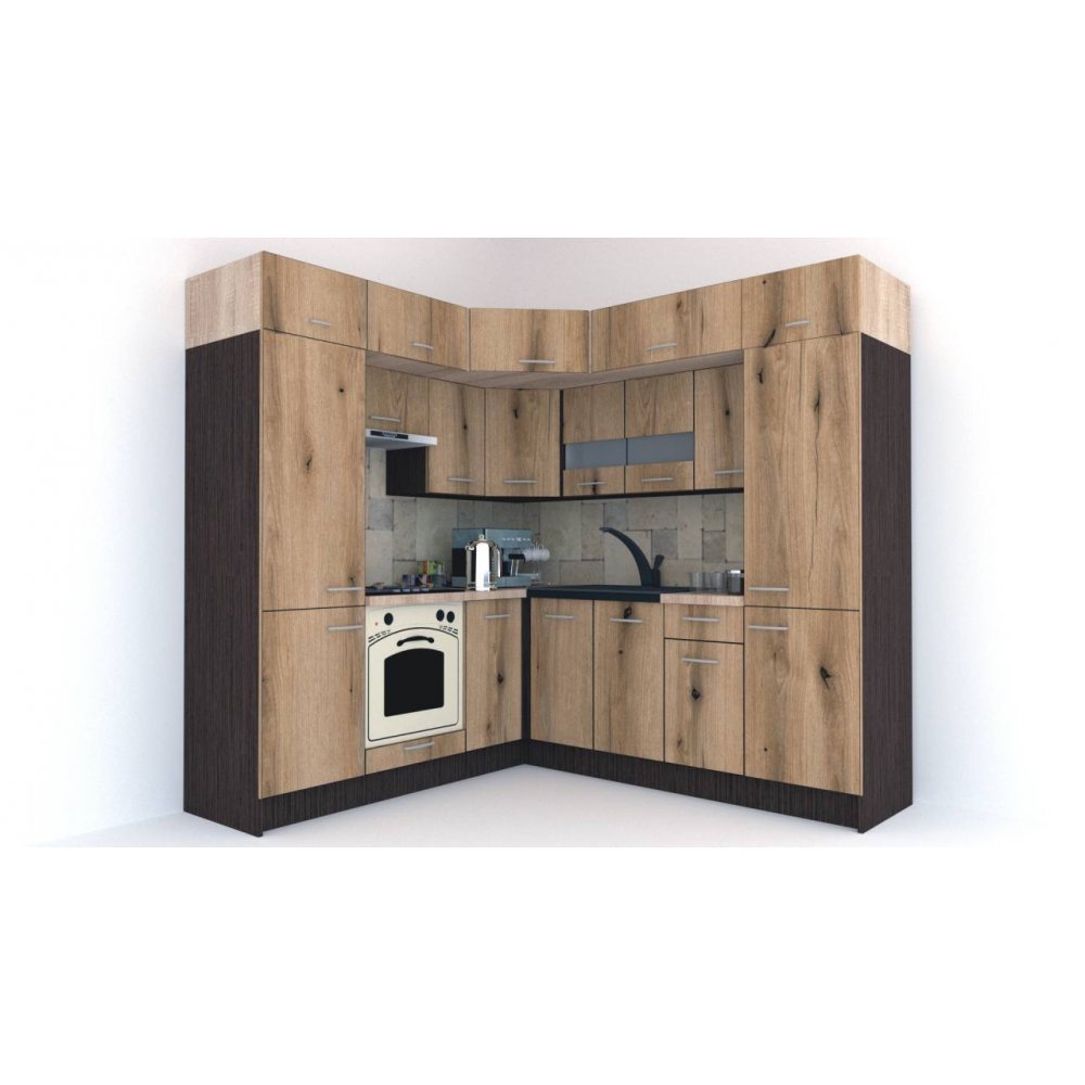 Bucatarie de Colt BIG GENA NEW DR. 210-230, Wenge / Decor K365