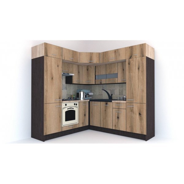 Bucatarie de Colt BIG GENA NEW DR. 210-230, Wenge / Decor K365
