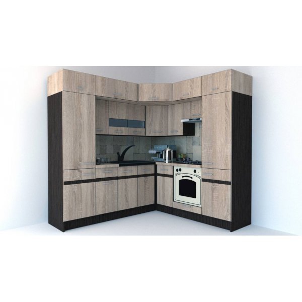 Bucatarie de Colt BIG GENA NEW ST. 210-230, Stejar Sonoma
