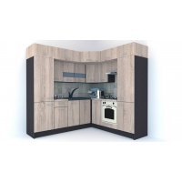 Bucatarie de Colt BIG GENA NEW ST. 210-230, Wenge / Decor 3025