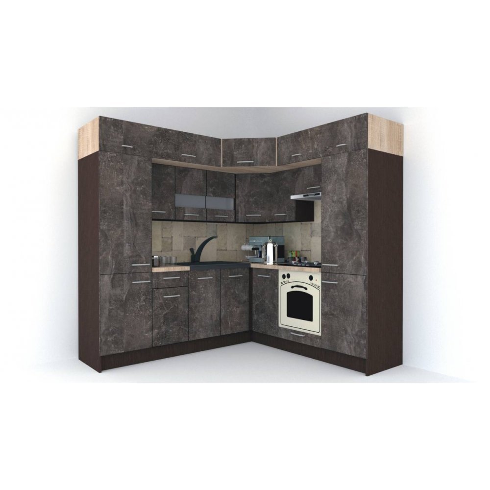 Bucatarie de Colt BIG GENA NEW ST. 210-230, Wenge / Decor 4299