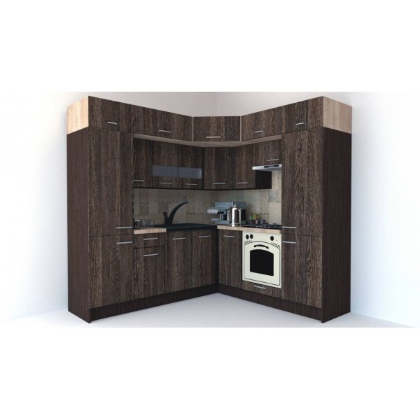 Bucatarie de Colt BIG GENA NEW ST. 210-230, Wenge / Decor 7648
